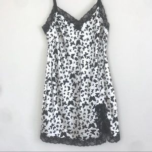 Victorias Secret Butterfly Print Chemise Satin Lace Slip Romantic Pretty
